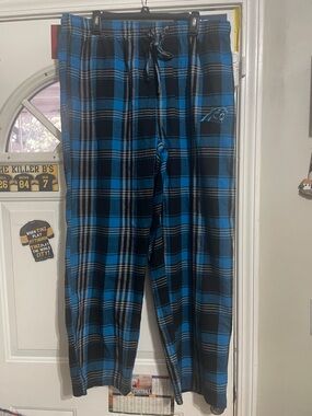 Men’s Carolina panthers Blue Plaid Flannel Joggers with Drawstring